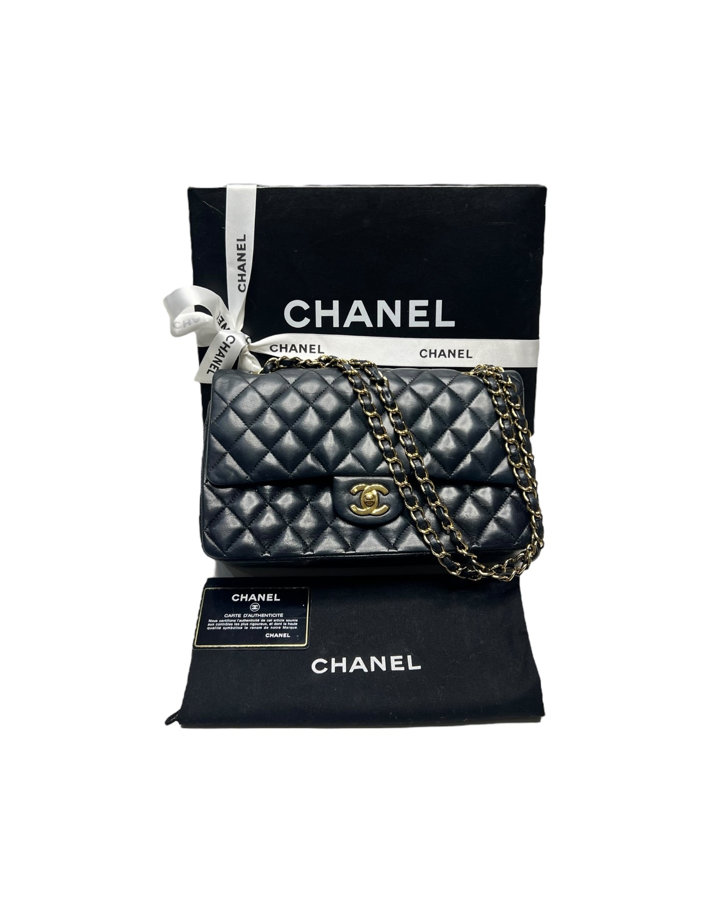 Chanel Classic Double Flap Bag – Black Lambskin with 24k Gold-Plated Hardware (Series 10)