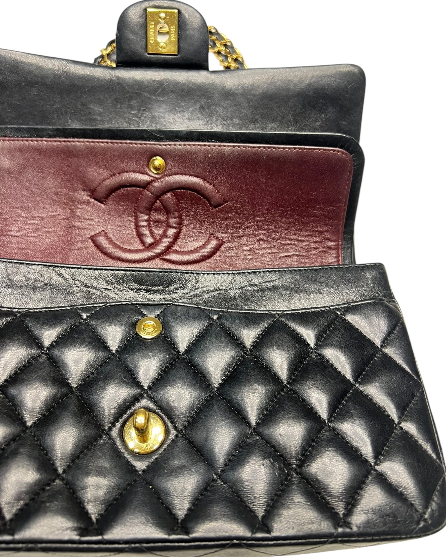 Chanel Classic Double Flap Bag – Black Lambskin with 24k Gold-Plated Hardware (Series 10)