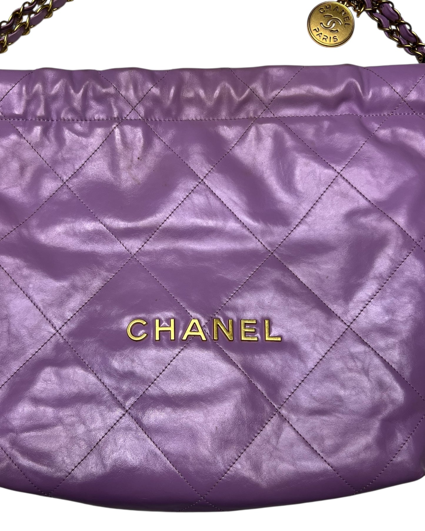 Chanel 22 Medium Bag – Purple Calfskin with Gold Hardware