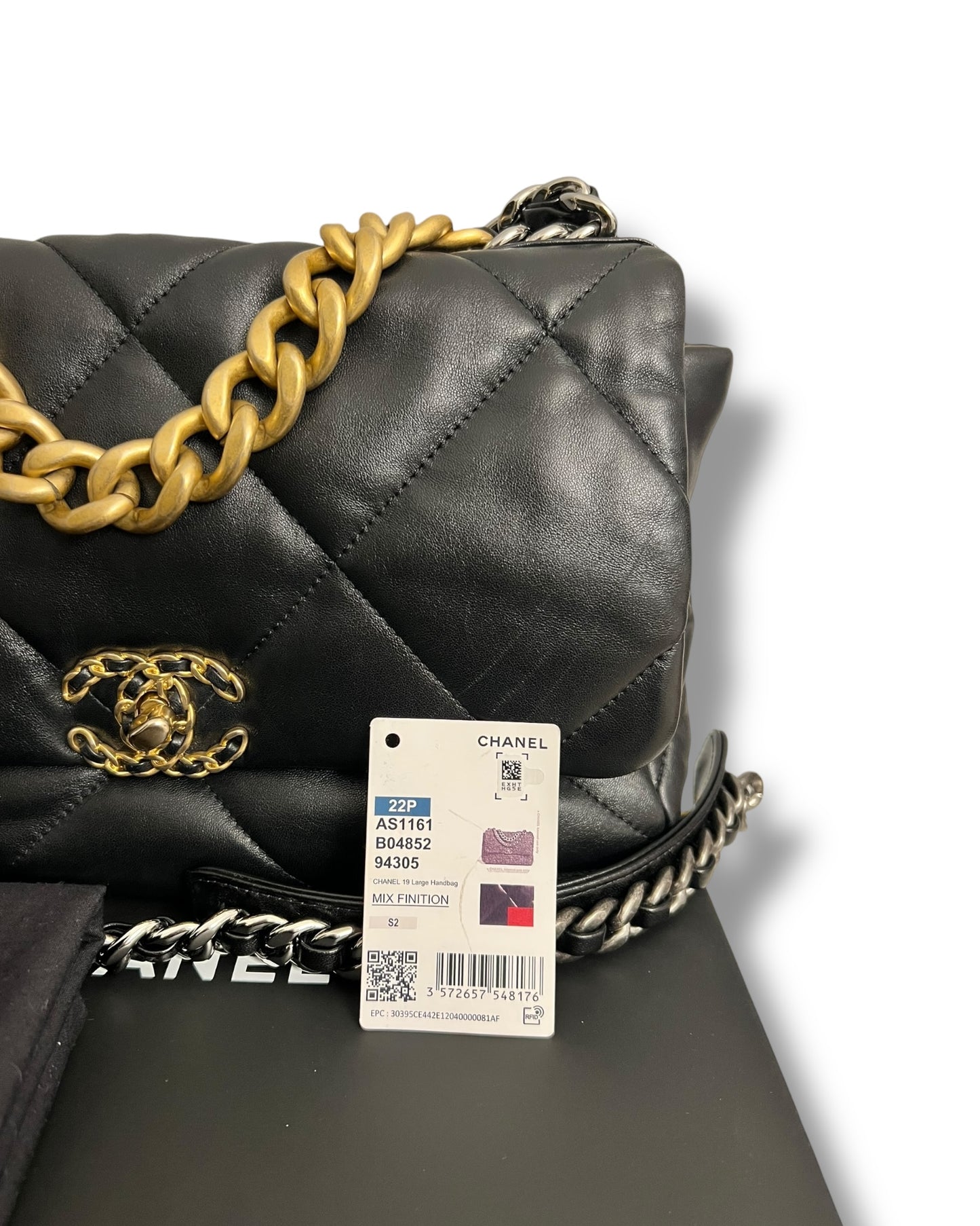 Chanel 19 Large Flap Bag – Black Lambskin, Mixed Hardware – (22P Collection)