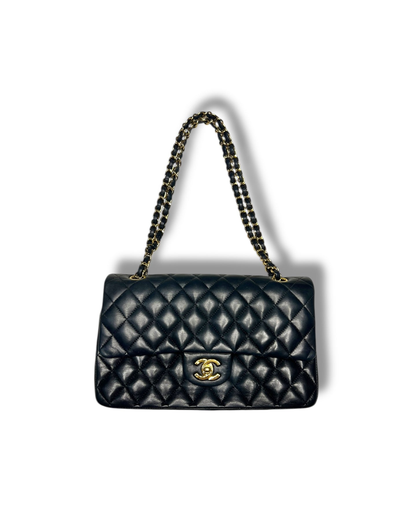 Chanel Classic Double Flap Bag – Black Lambskin with 24k Gold-Plated Hardware (Series 10)