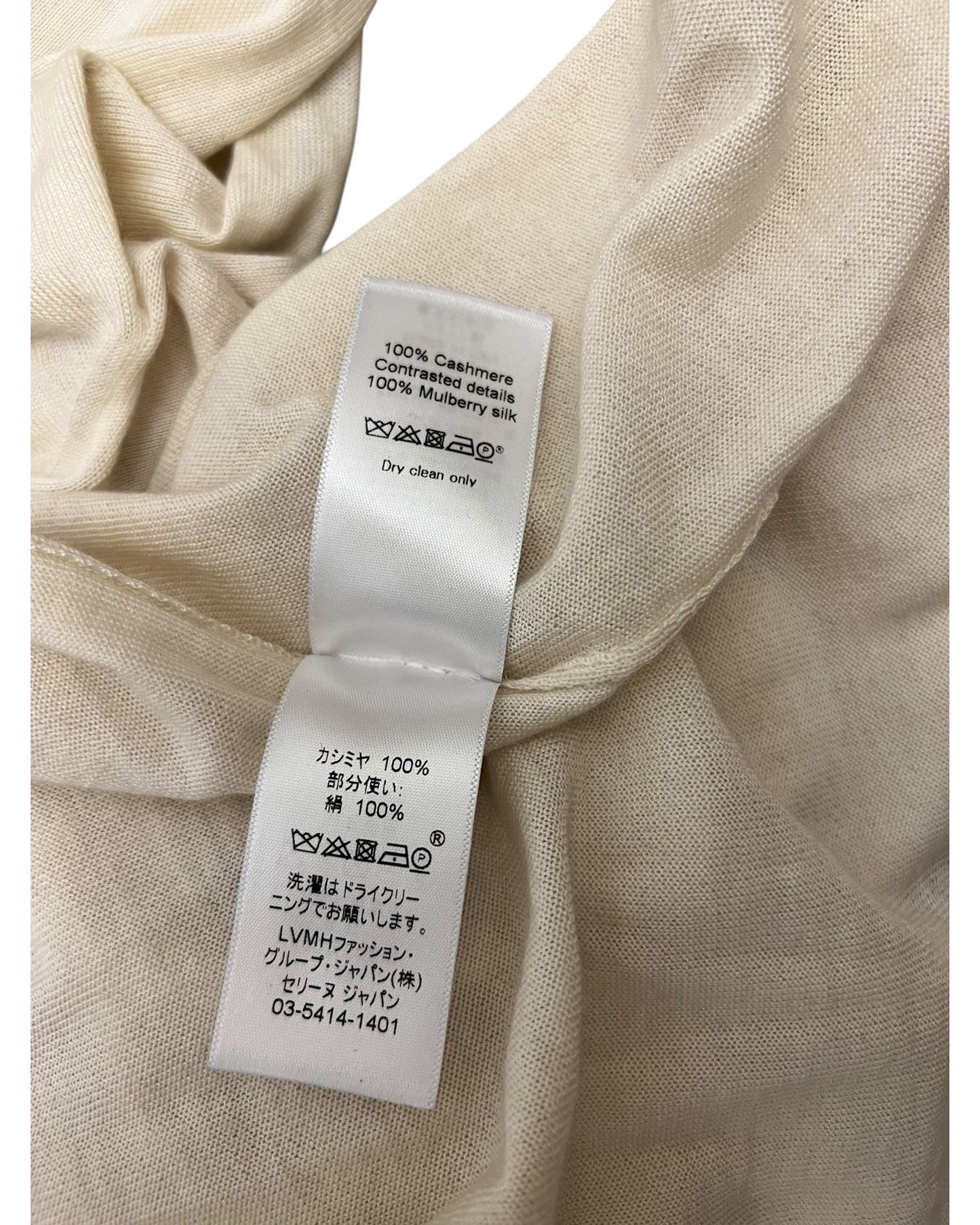 Céline Cashmere & Silk Detail Long-Sleeve Jumper – Cream – Size L
