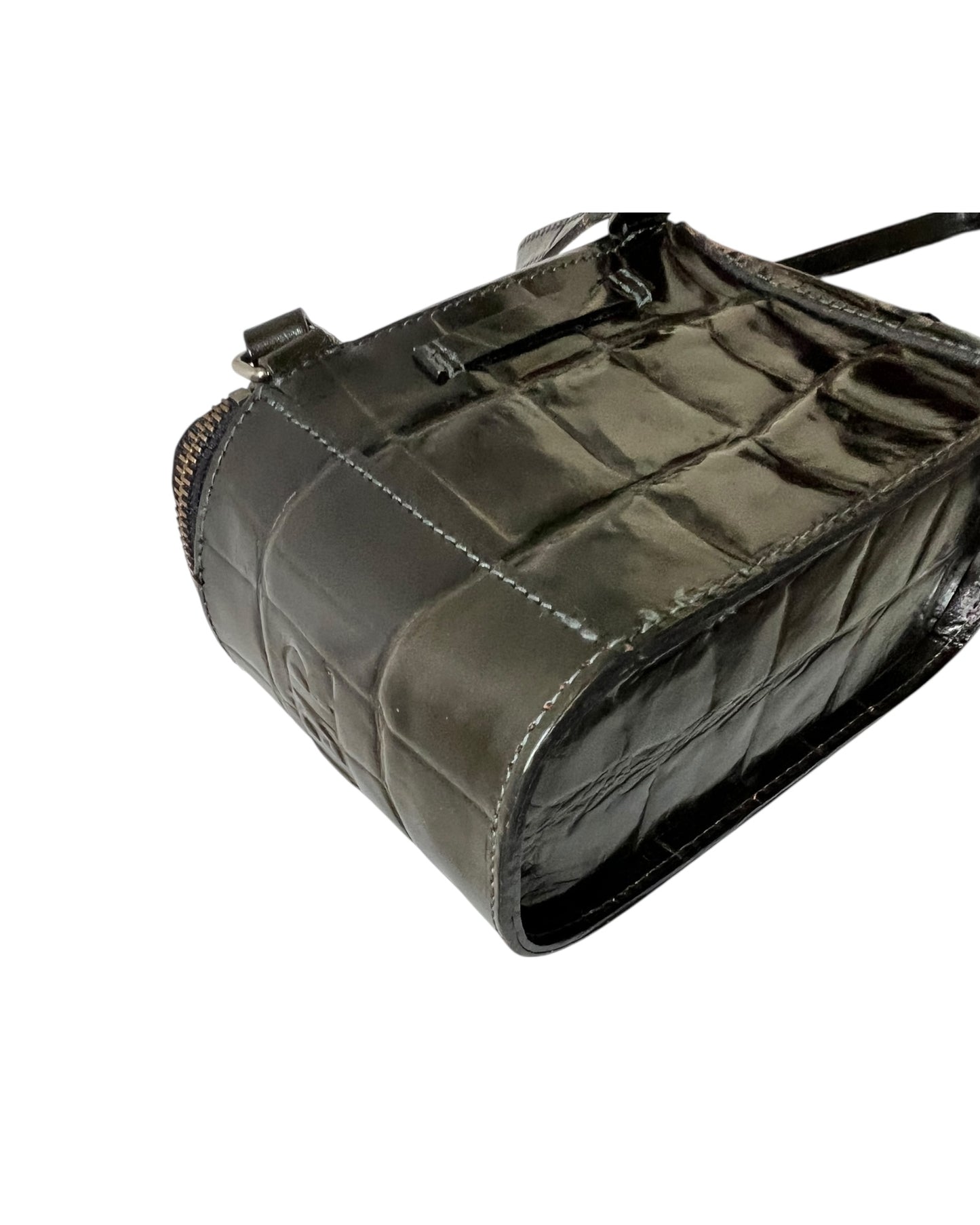 Jean Paul Gaultier Dark Green Croc-Embossed Vanity Bag (Vintage)