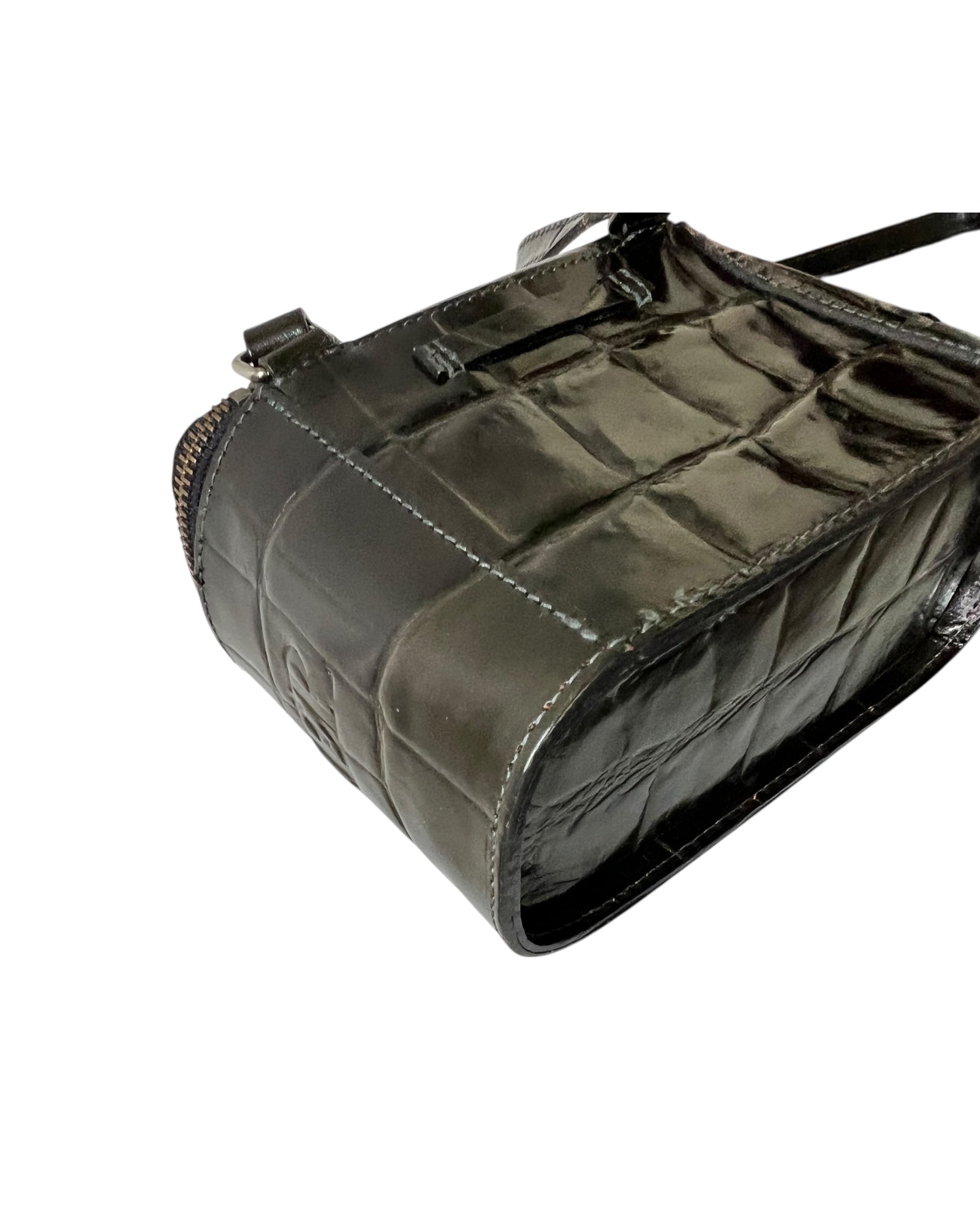 Jean Paul Gaultier Dark Green Croc-Embossed Vanity Bag (Vintage) - The Luxury Savvy