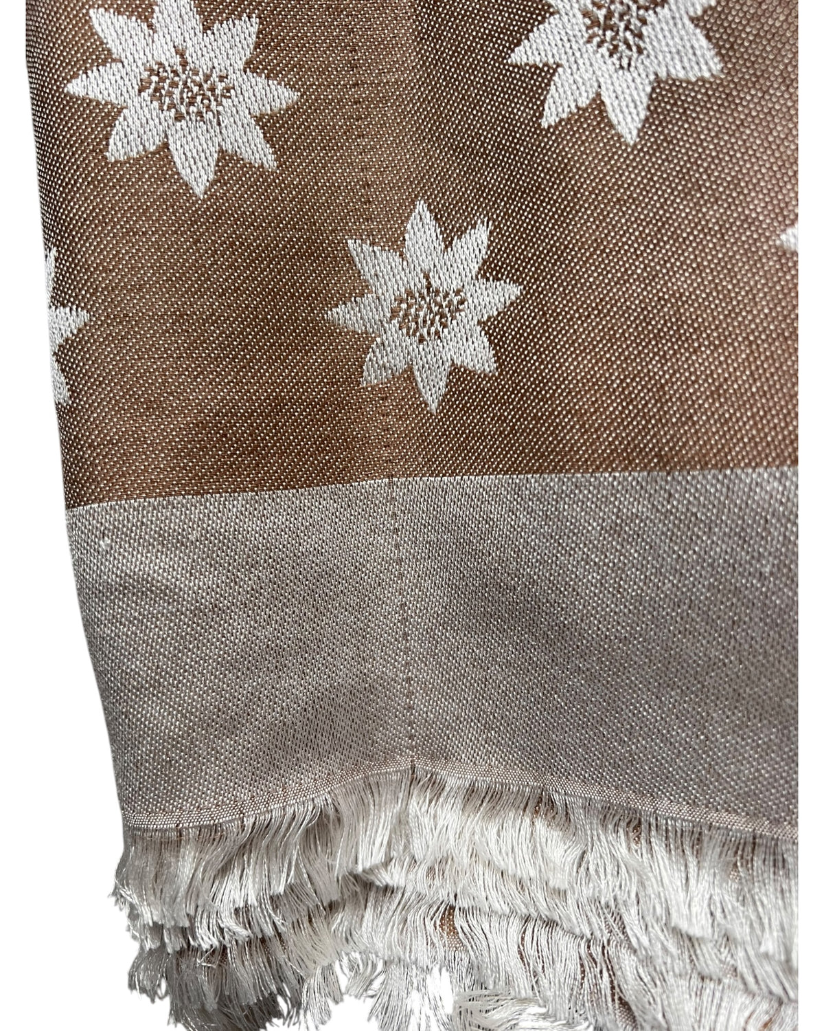 Mulberry Floral Print Silk & Wool Blend Scarf – Beige & Cream