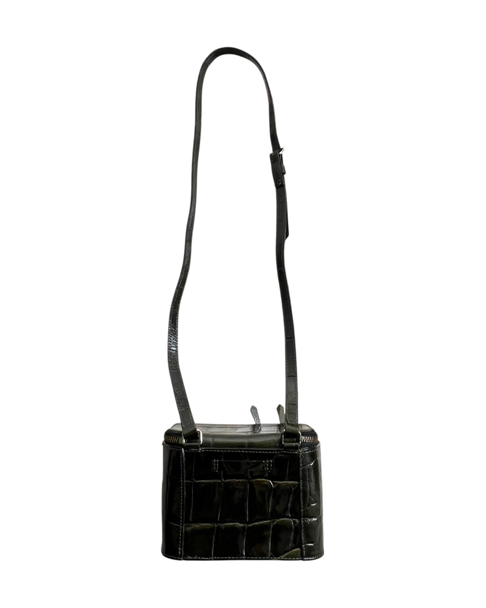Jean Paul Gaultier Dark Green Croc-Embossed Vanity Bag (Vintage) - The Luxury Savvy