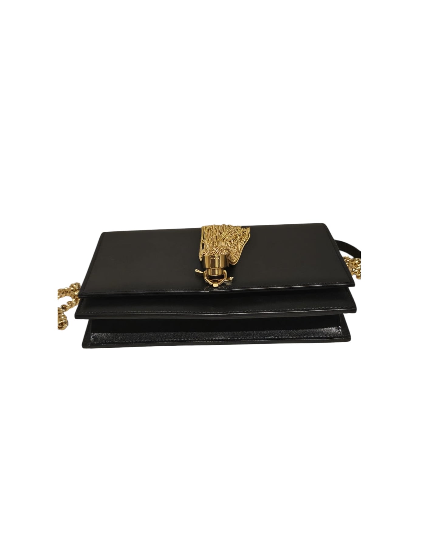 Saint Laurent Black Lambskin Tassel Wallet on Chain - The Luxury Savvy