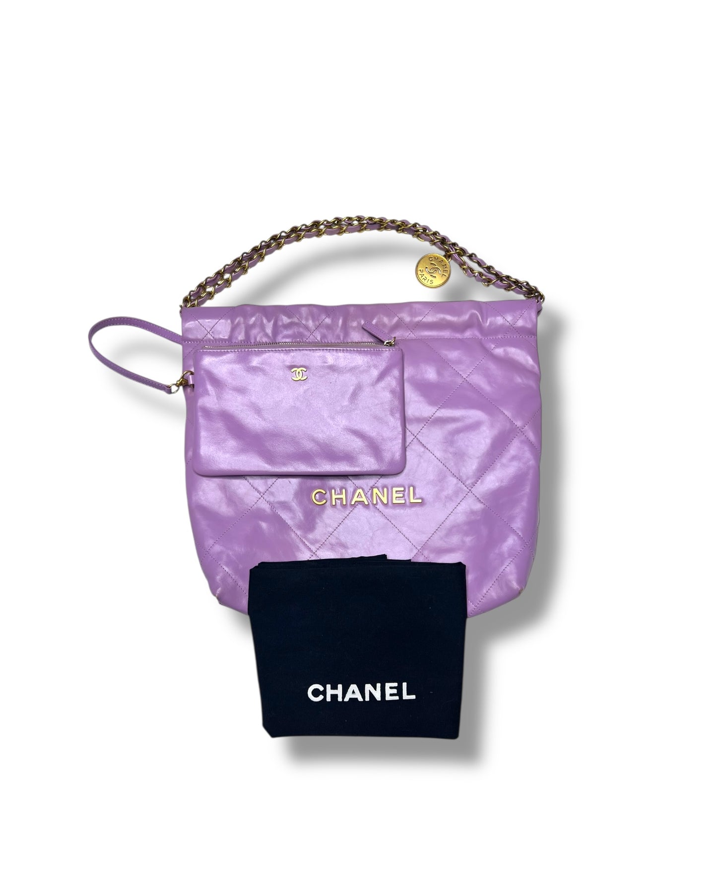 Chanel 22 Medium Bag – Purple Calfskin with Gold Hardware