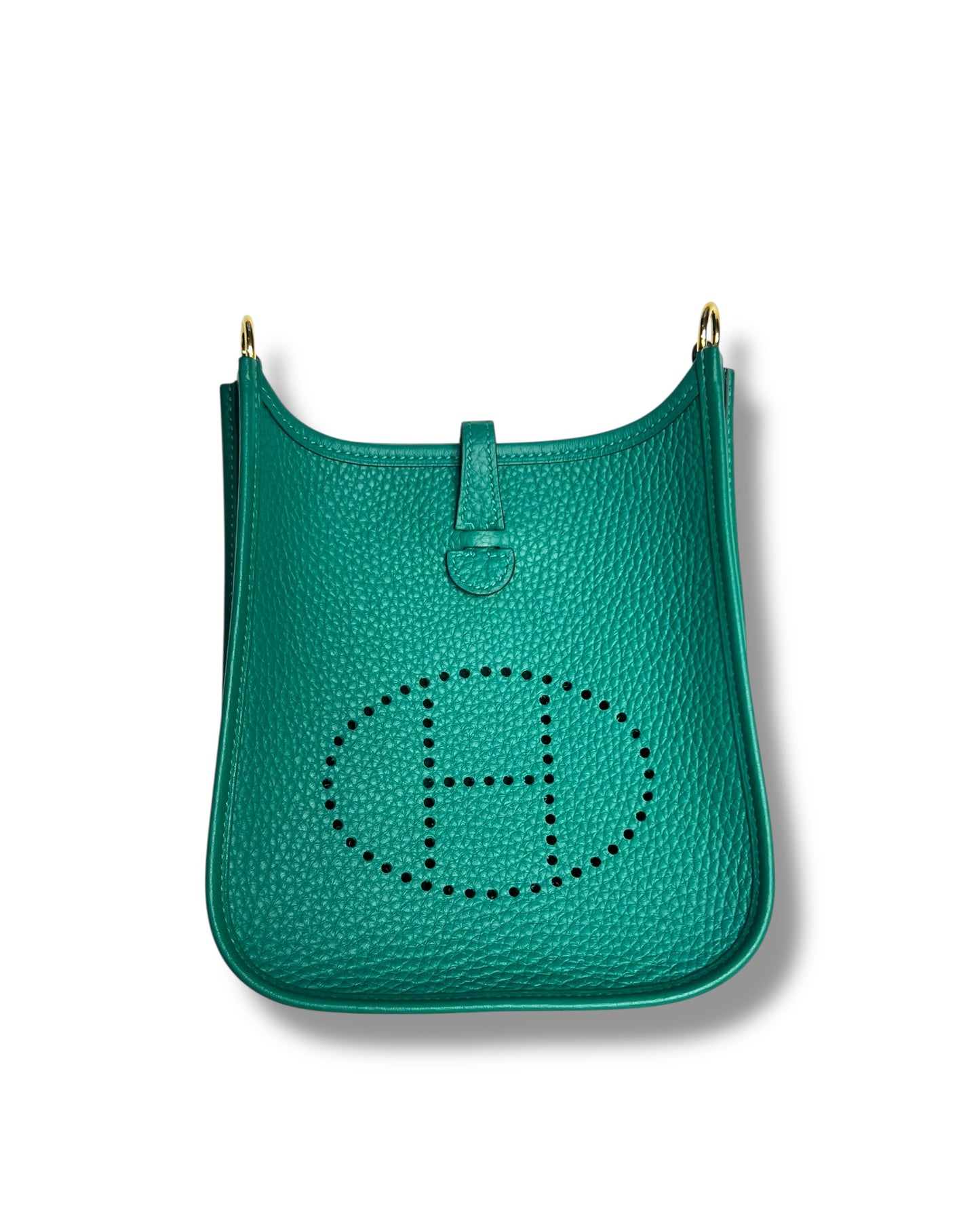 Hermès Evelyne TPM – Vert Vertigo Clemence with Gold Hardware (2024 Full Set)