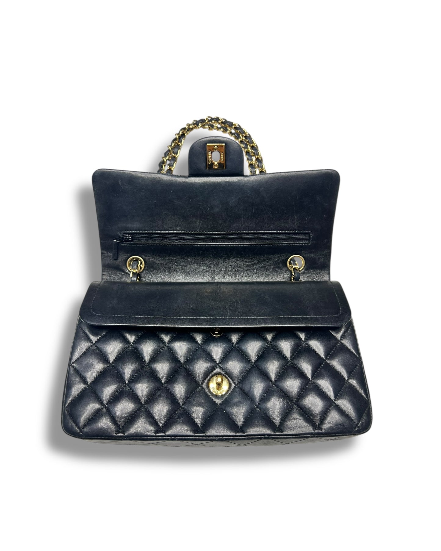 Chanel Classic Double Flap Bag – Black Lambskin with 24k Gold-Plated Hardware (Series 10)