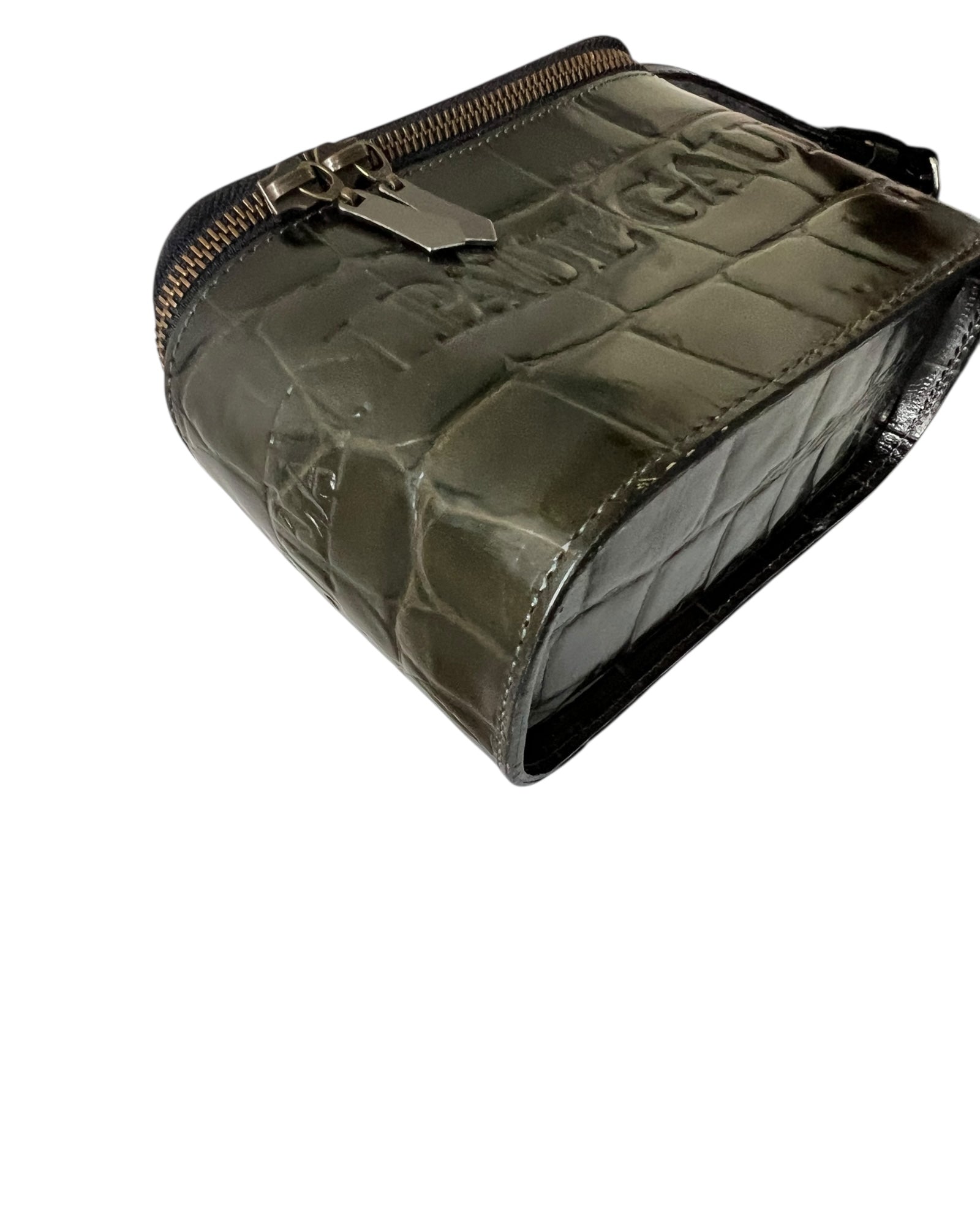 Jean Paul Gaultier Dark Green Croc-Embossed Vanity Bag (Vintage) - The Luxury Savvy