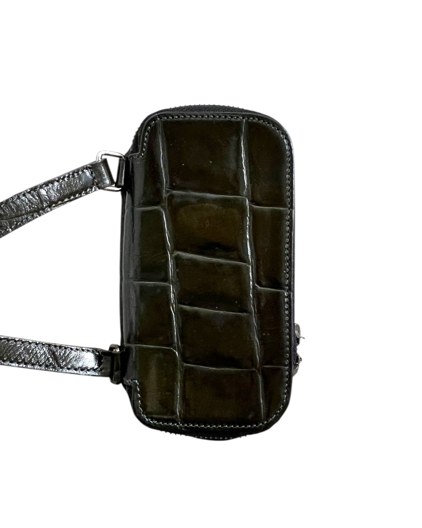 Jean Paul Gaultier Dark Green Croc-Embossed Vanity Bag (Vintage)