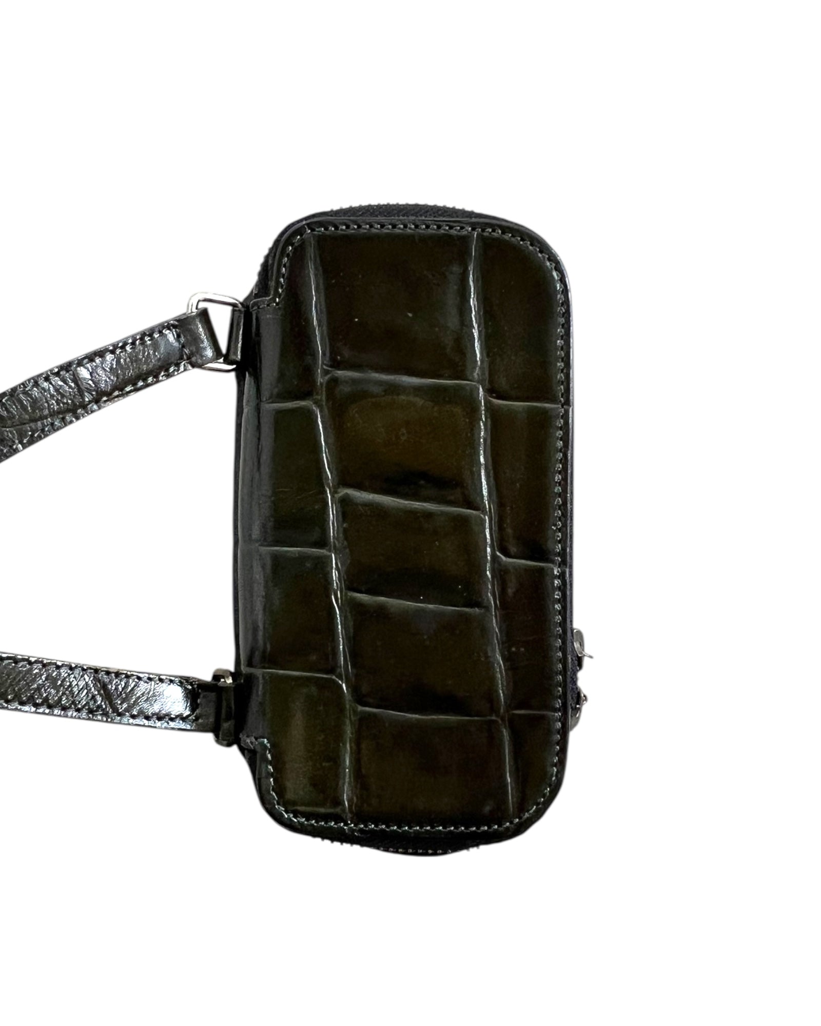 Jean Paul Gaultier Dark Green Croc-Embossed Vanity Bag (Vintage) - The Luxury Savvy