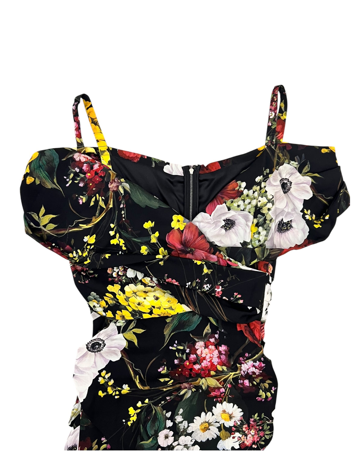 Dolce & Gabbana Black Floral Silk Midi Dress – IT 44