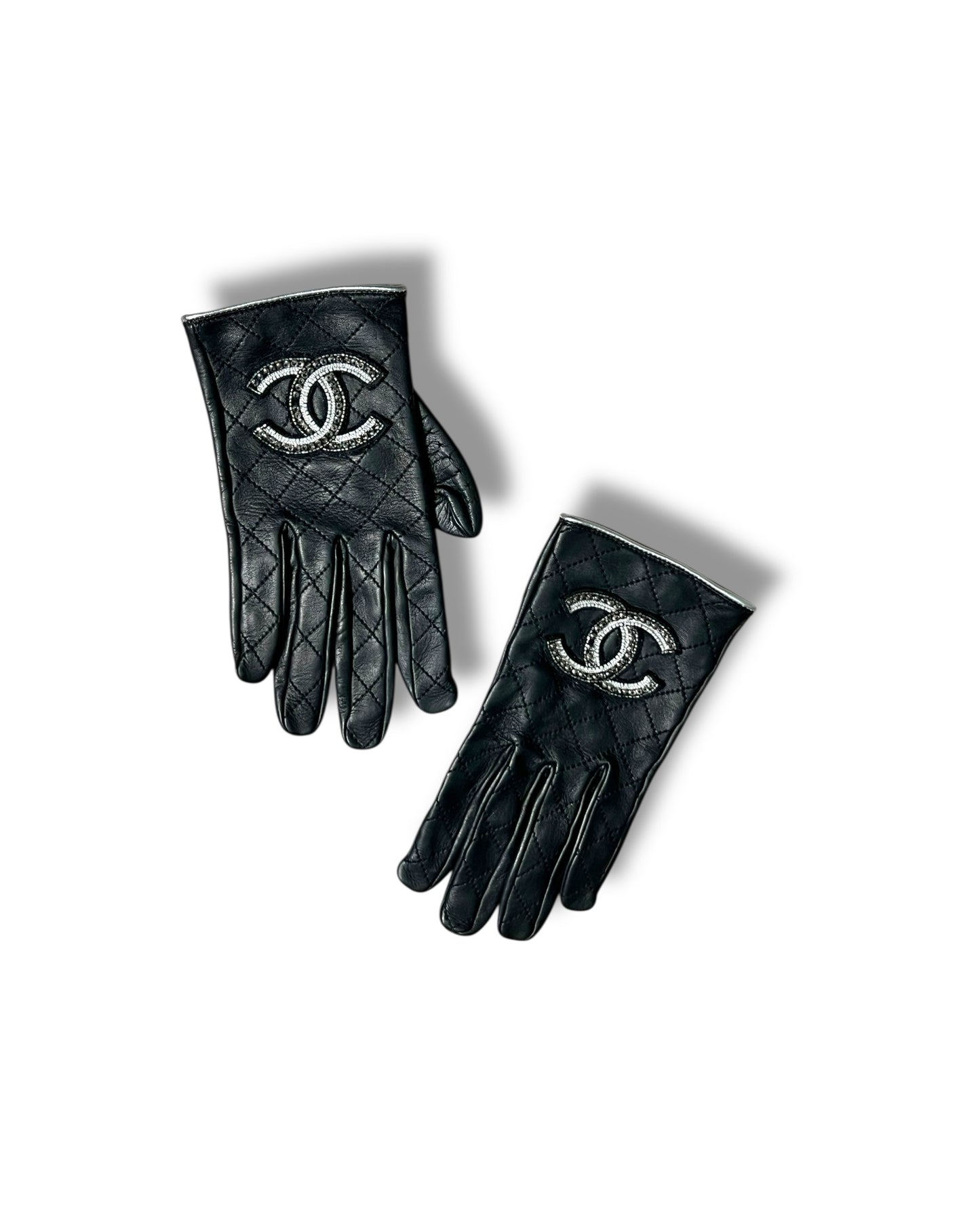 Chanel Leather Gloves Black Classic CC Logo Winter Gloves