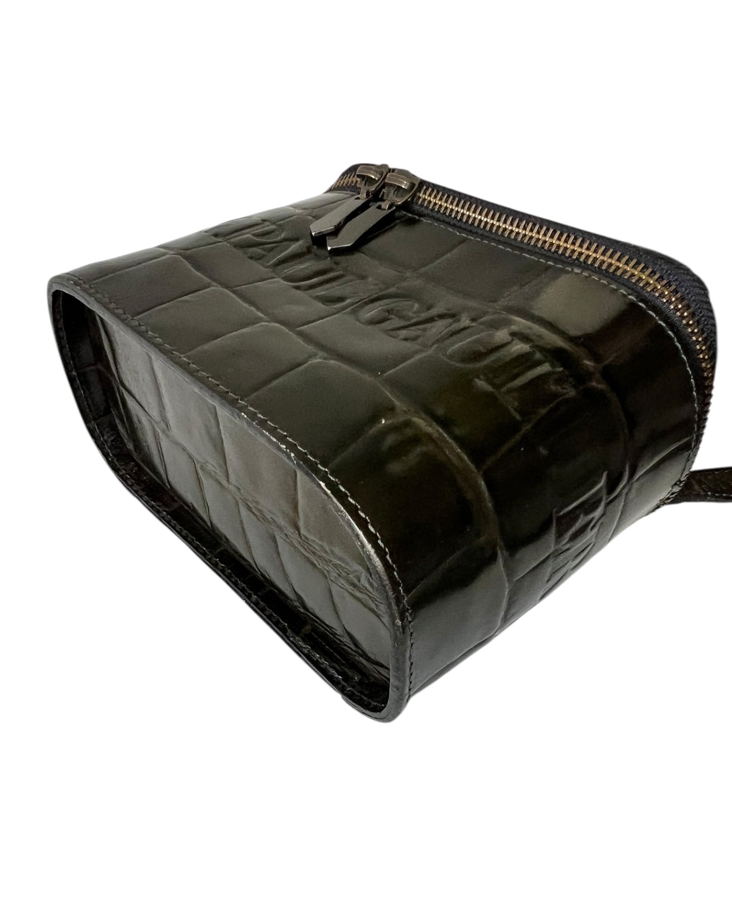Jean Paul Gaultier Dark Green Croc-Embossed Vanity Bag (Vintage)
