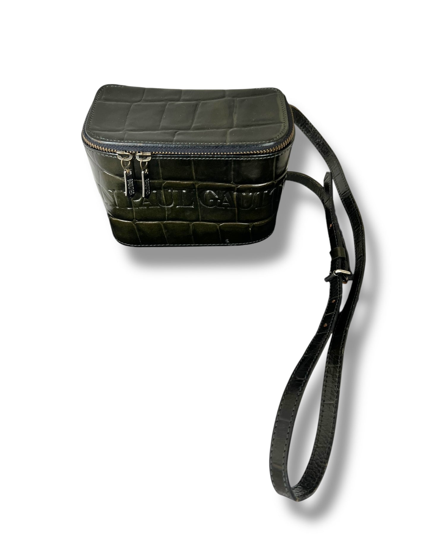 Jean Paul Gaultier Dark Green Croc-Embossed Vanity Bag (Vintage)