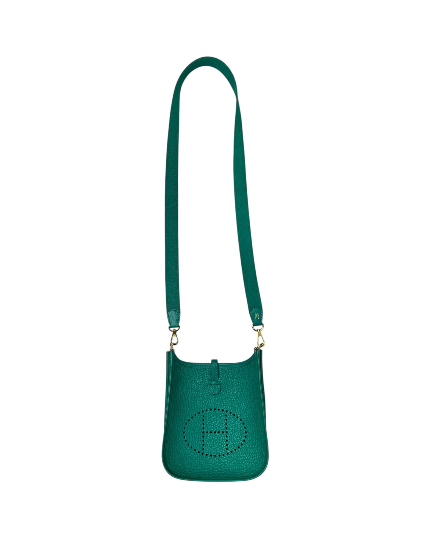 Hermès Evelyne TPM – Vert Vertigo Clemence with Gold Hardware (2024 Full Set)