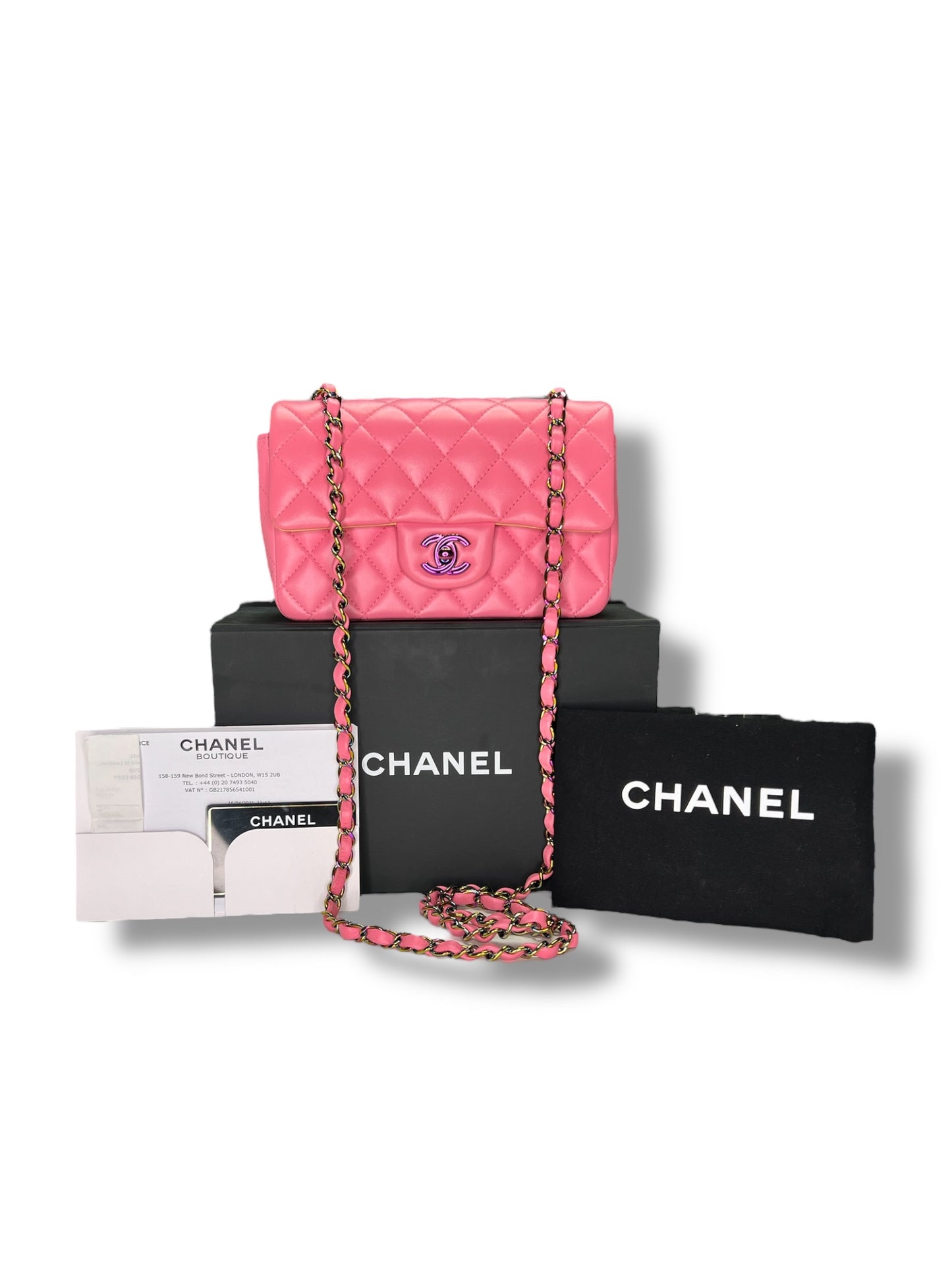 Rare Chanel Seasonal 21P Mini Flap Bag Pink - Yellow - Iridescent Hardware - The Luxury Savvy