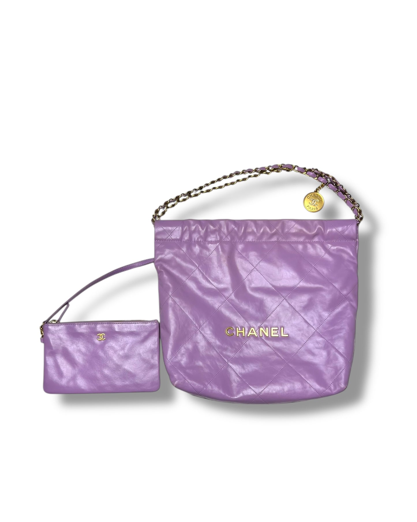 Chanel 22 Medium Bag – Purple Calfskin with Gold Hardware