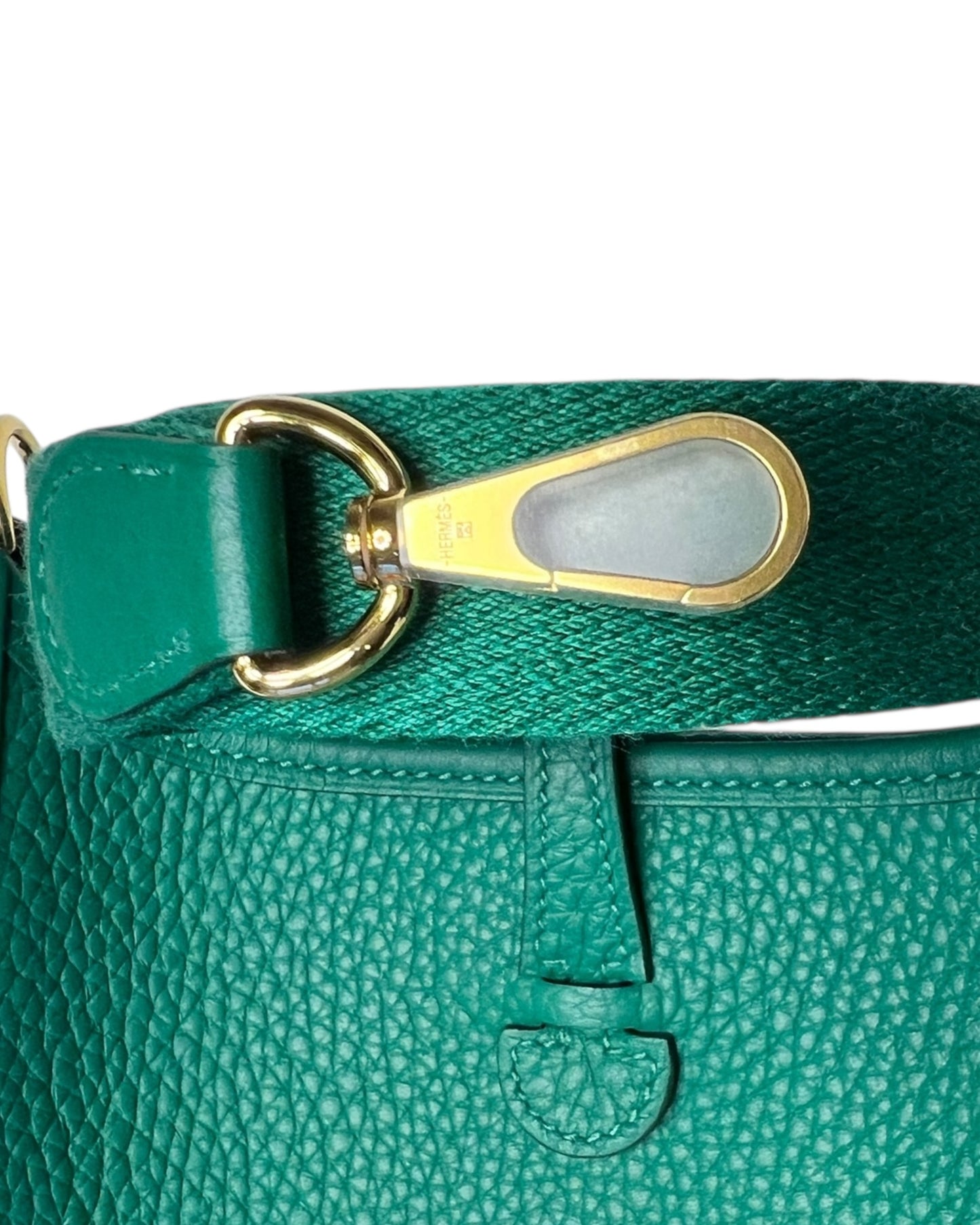 Hermès Evelyne TPM – Vert Vertigo Clemence with Gold Hardware (2024 Full Set)