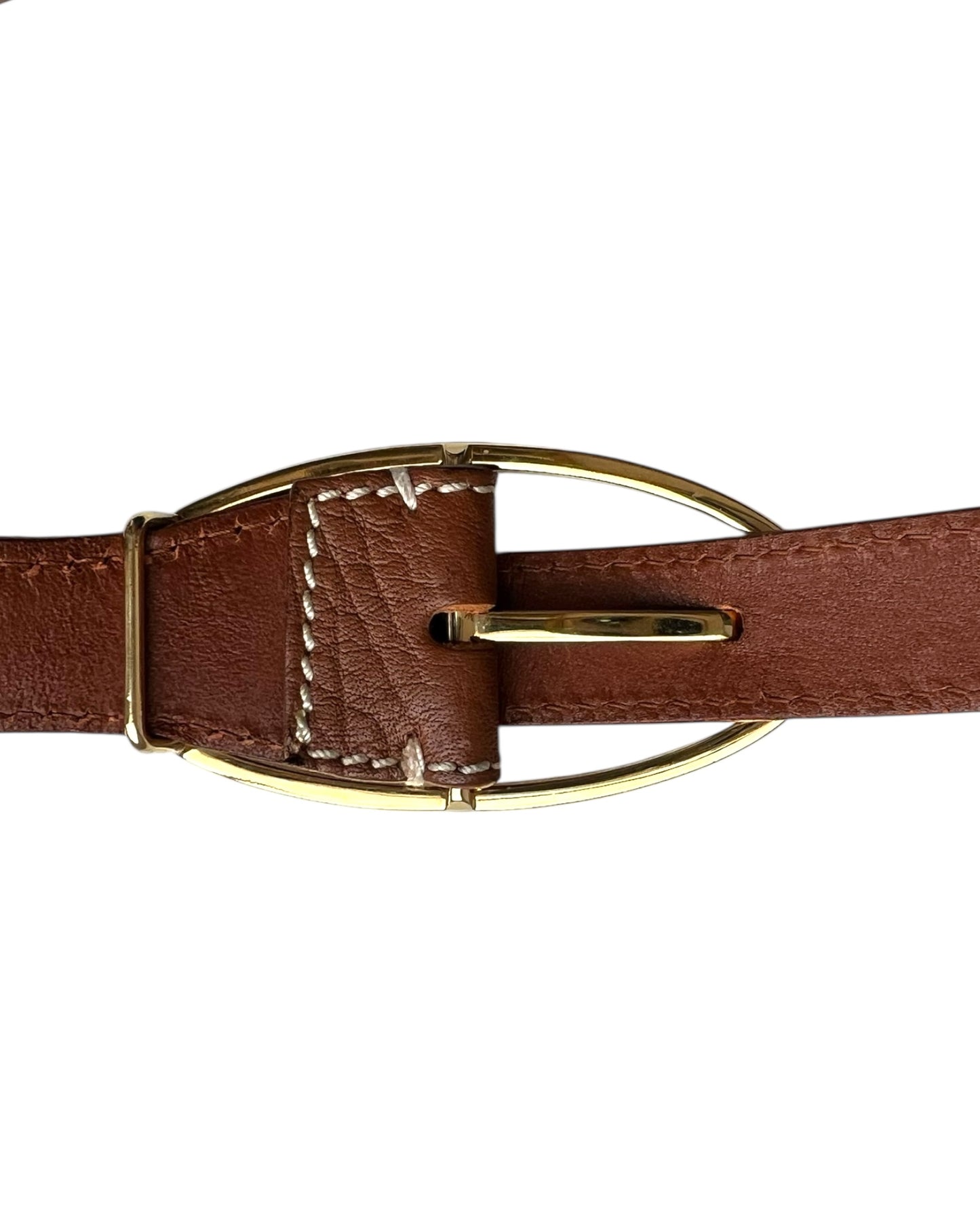 Loro Piana Tan Leather Double-Wrap Belt with Gold Buckle