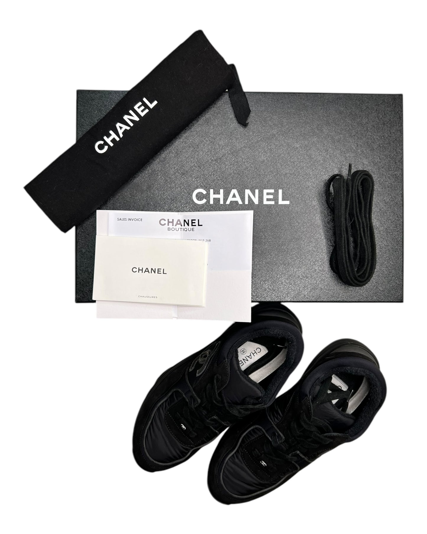 Chanel Black Lace Up Trainers - The Luxury Savvy