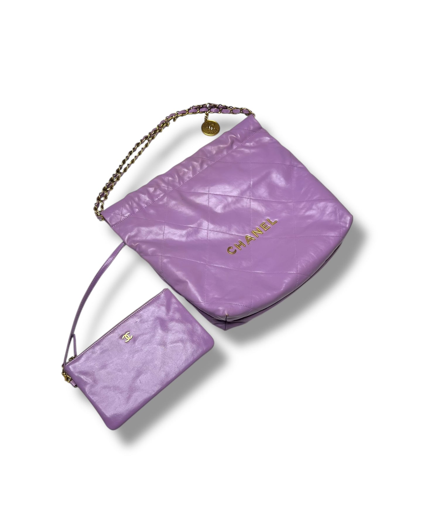 Chanel 22 Medium Bag – Purple Calfskin with Gold Hardware