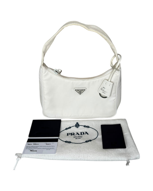 Prada Nylon Re-Edition Bag in White - The Luxury Savvy