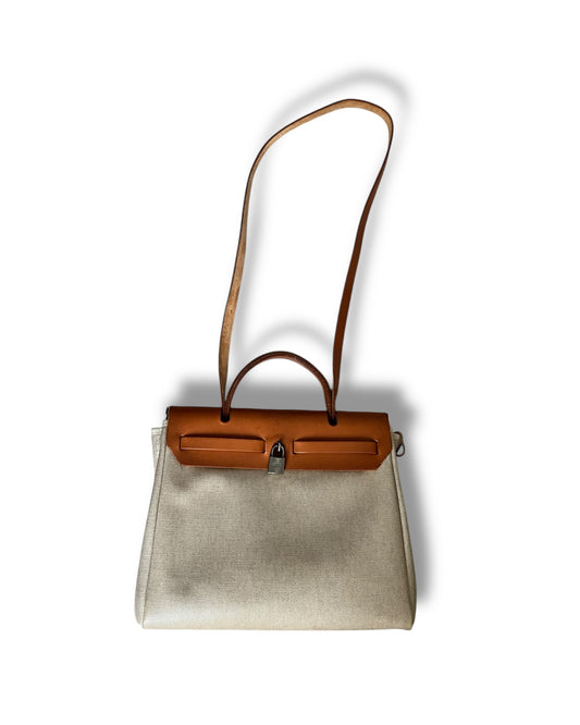 Hermès Herbag “Two-in-One” 31 – Gold/Camel Leather with Canvas - The Luxury Savvy