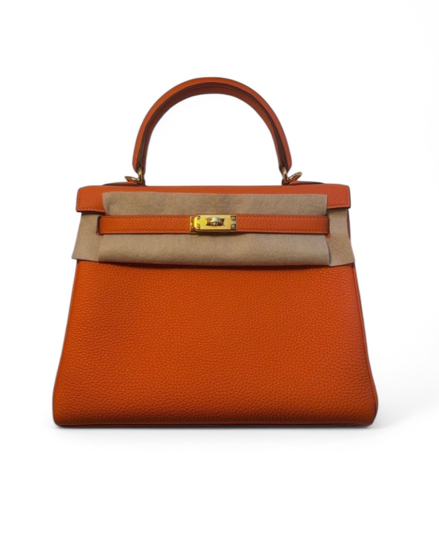 Pre-Owned Hermès Kelly 25cm Togo Leather — Orange with Gold Hardware - The Luxury Savvy