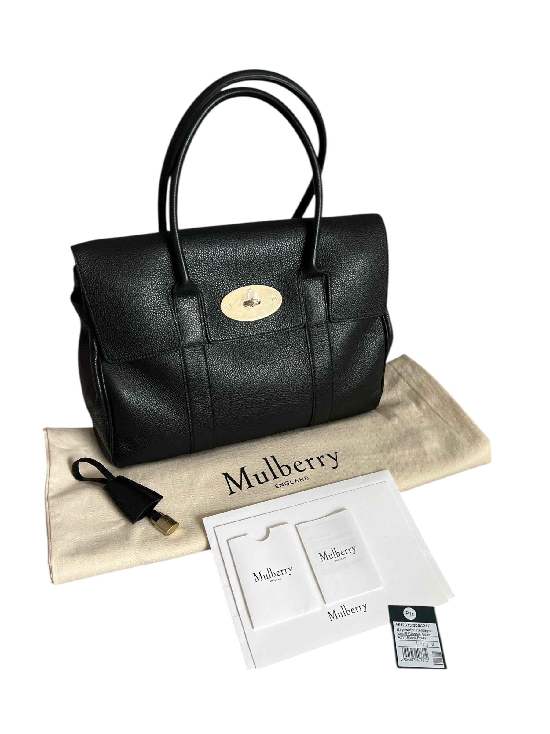 Mulberry Bayswater Heritage – Black Small Classic Grain with Brass Hardware - The Luxury Savvy