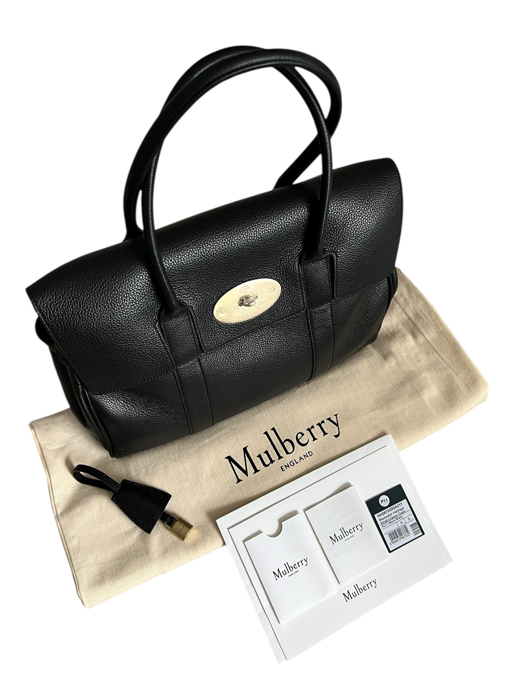 Mulberry Bayswater Heritage – Black Small Classic Grain with Brass Hardware - The Luxury Savvy