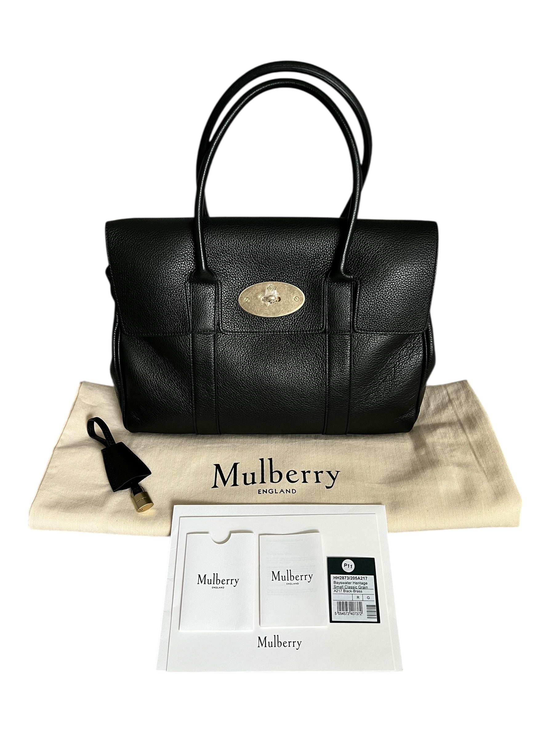 Mulberry Bayswater Heritage – Black Small Classic Grain with Brass Hardware - The Luxury Savvy