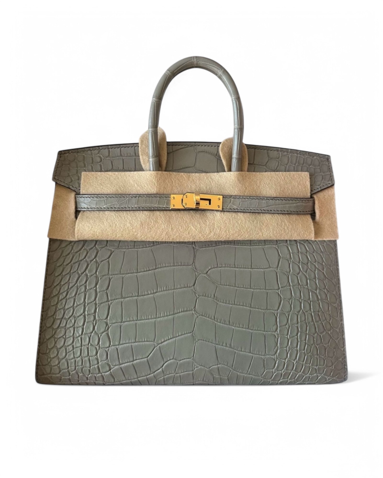 Pre-owned Hermès Birkin 25 Sellier Ciment GHW (2025) – Store Fresh, Full Set Including CITES - The Luxury Savvy
