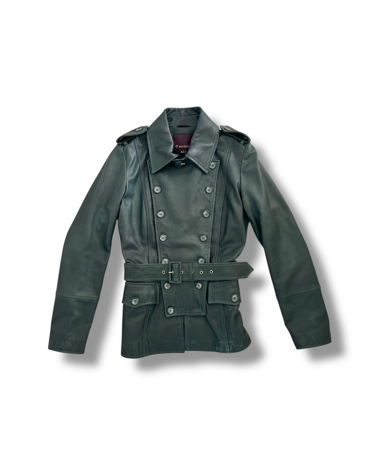 Mulberry Dark Green Leather Jacket – UK 10 / EU 40 / US