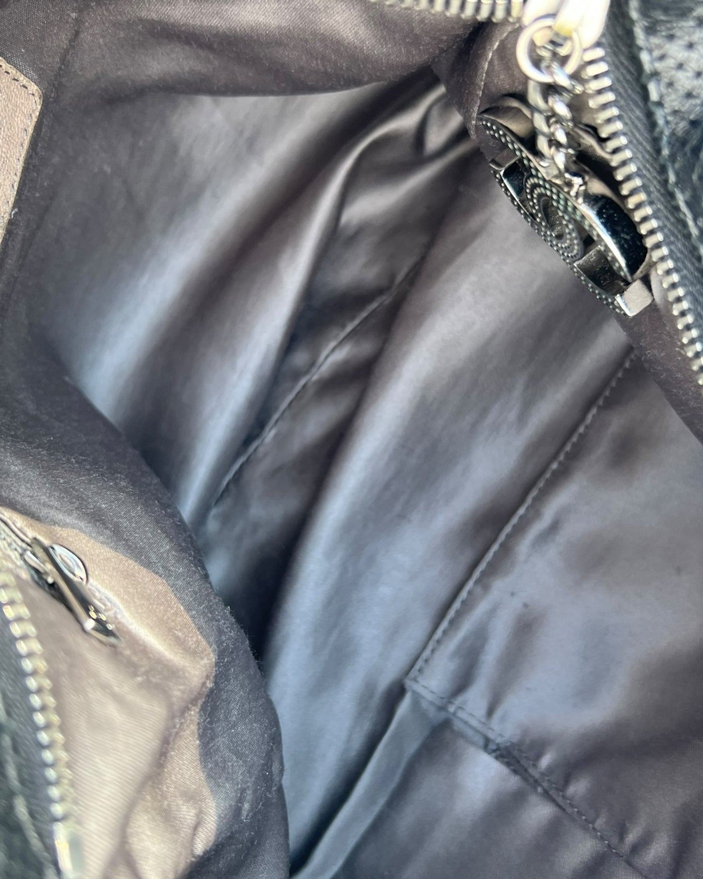 Chanel Black Pleated Leather Tote Bag with Silver Hardware – Excellent Condition