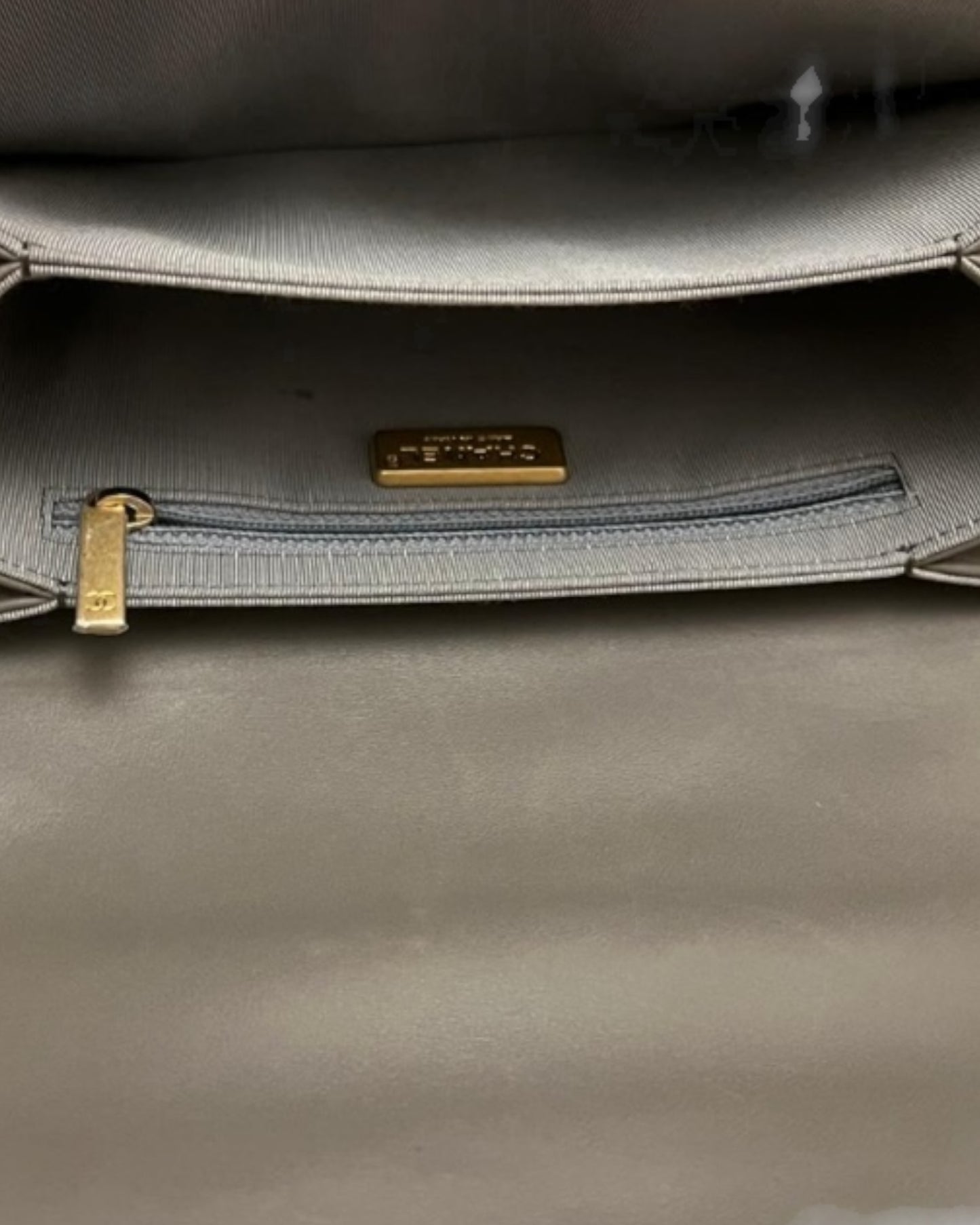 Chanel Mini Chevron CC Button Clutch in Taupe Grey