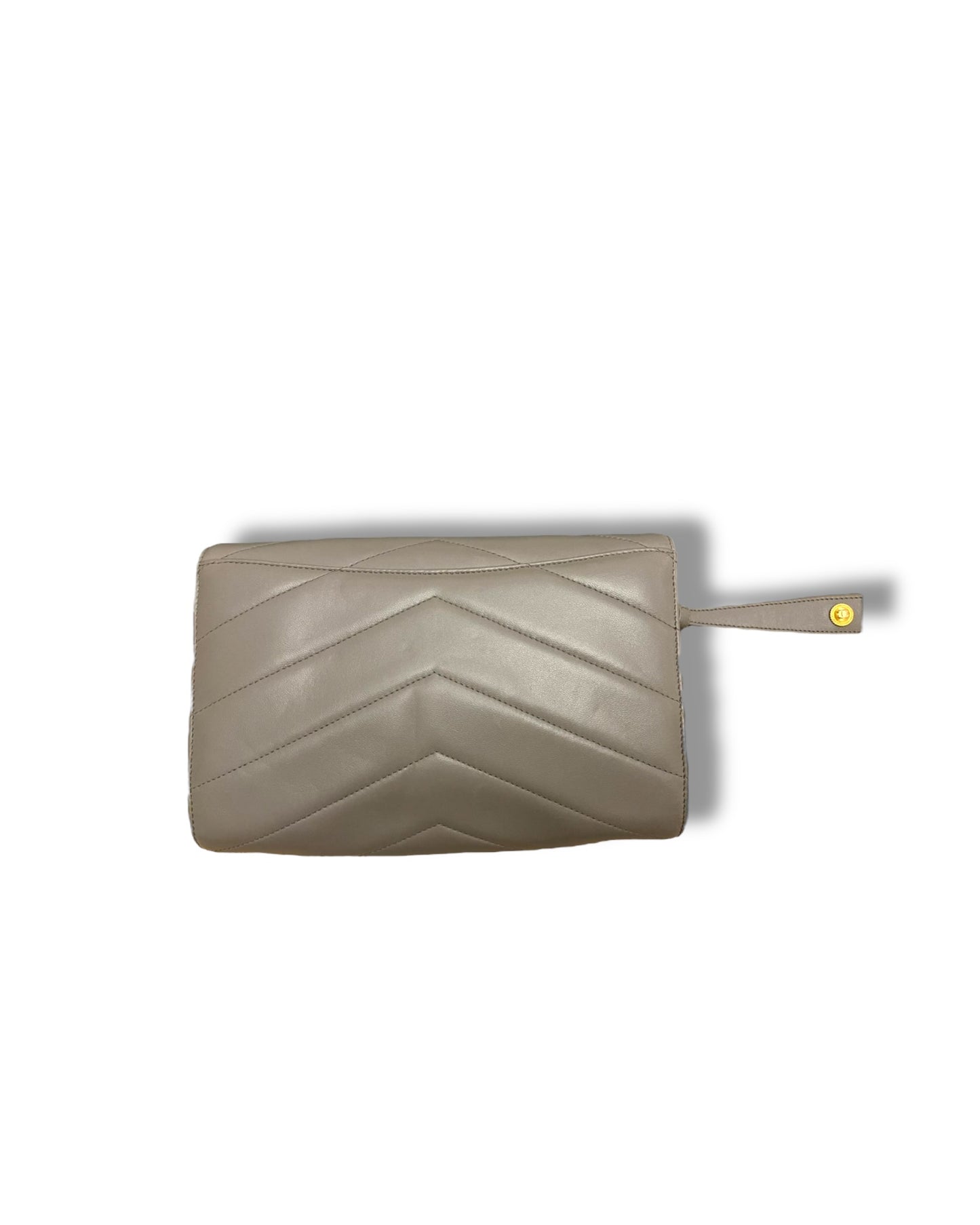 Chanel Mini Chevron CC Button Clutch in Taupe Grey