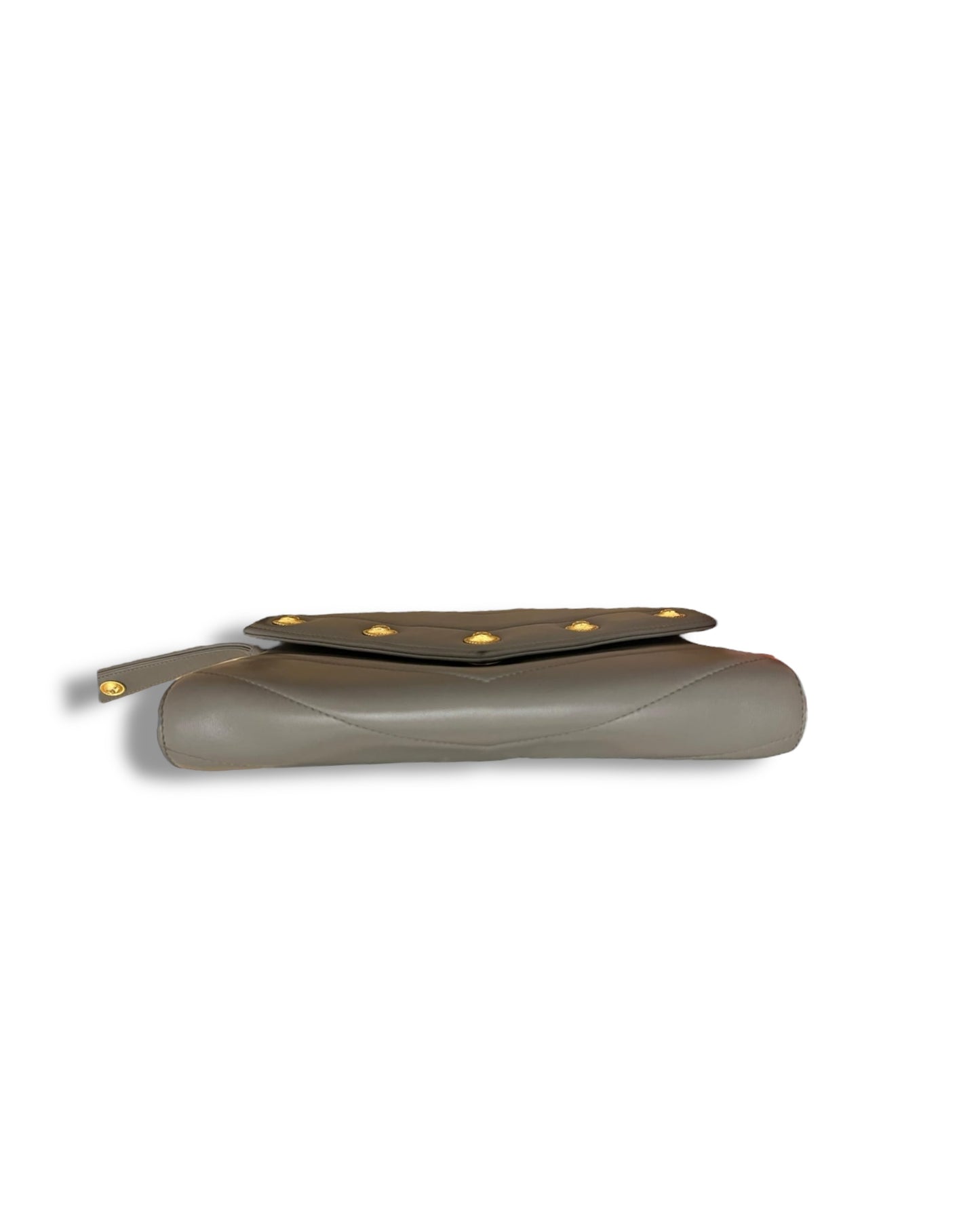 Chanel Mini Chevron CC Button Clutch in Taupe Grey