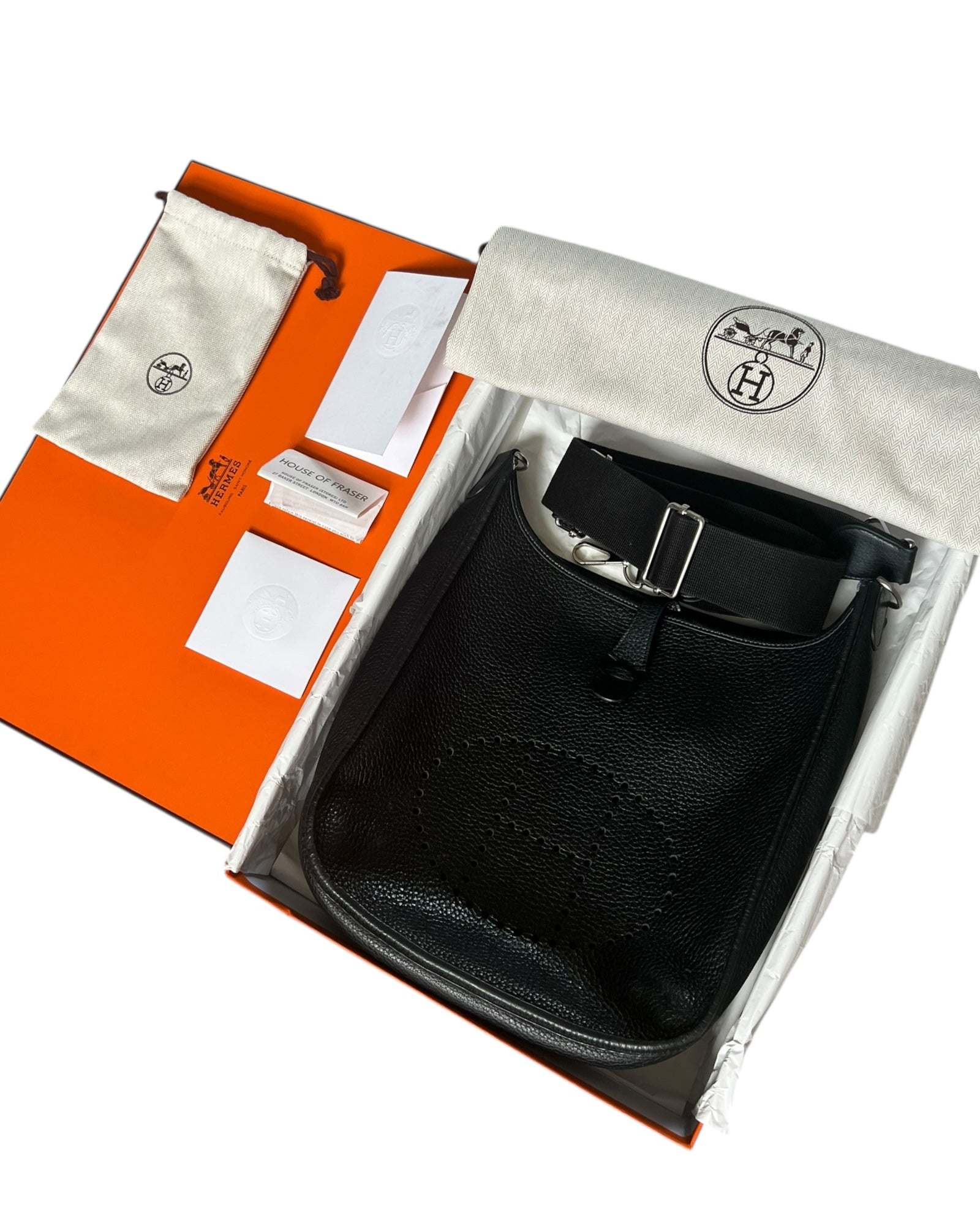 Hermès Evelyne GM in Black Clemence Leather with Palladium Hardware - The Luxury Savvy