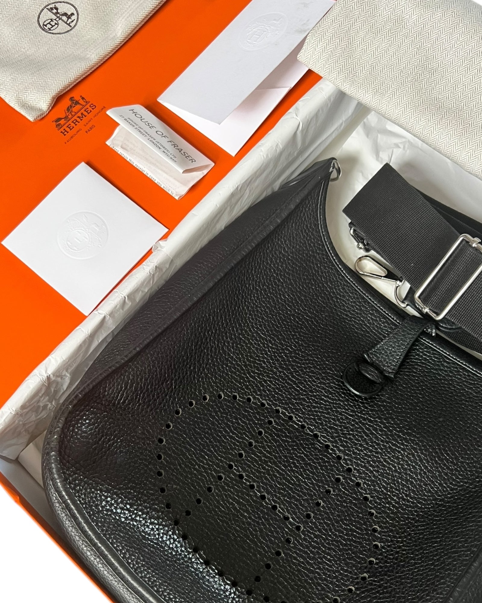 Hermès Evelyne GM in Black Clemence Leather with Palladium Hardware - The Luxury Savvy