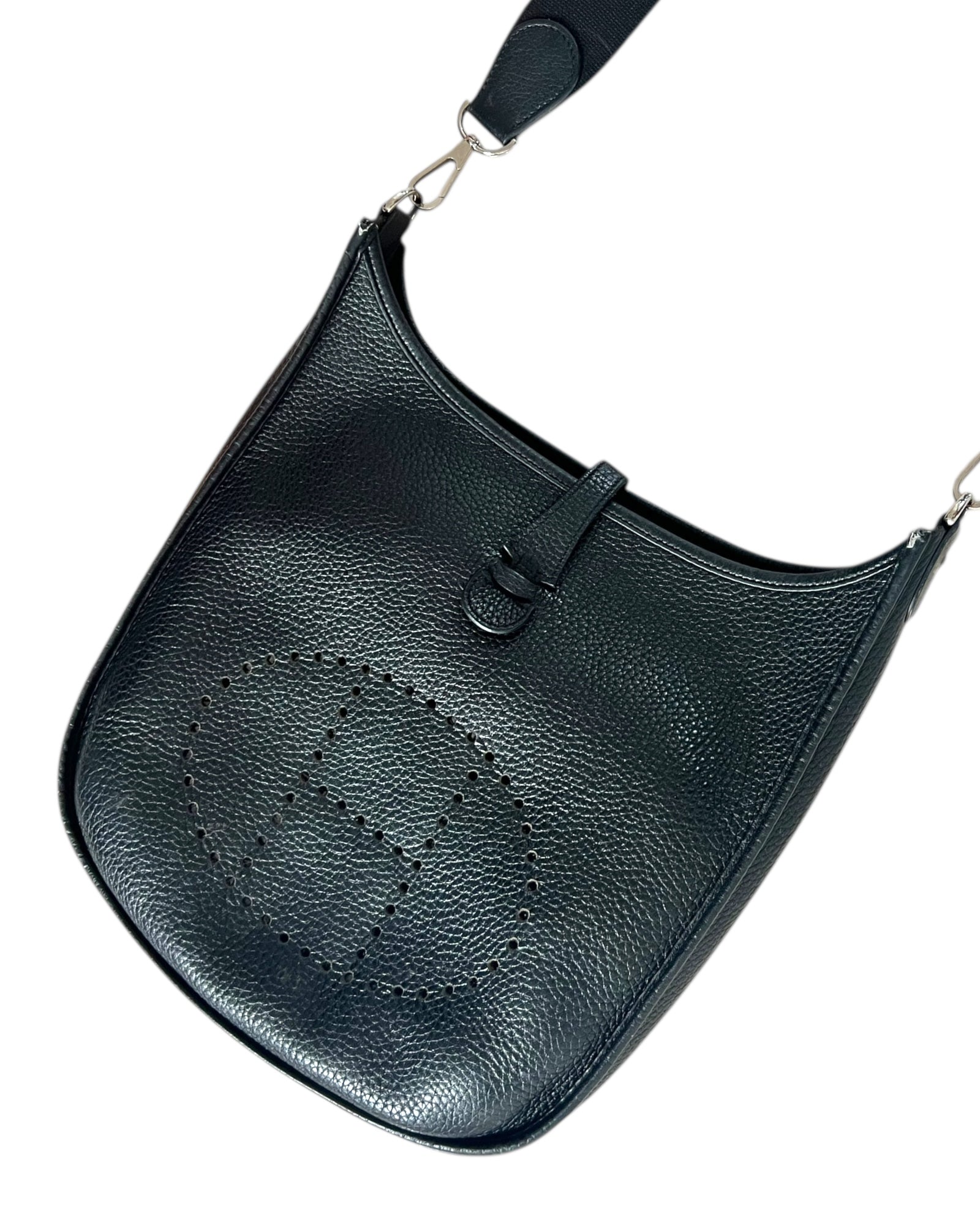 Hermès Evelyne GM in Black Clemence Leather with Palladium Hardware - The Luxury Savvy