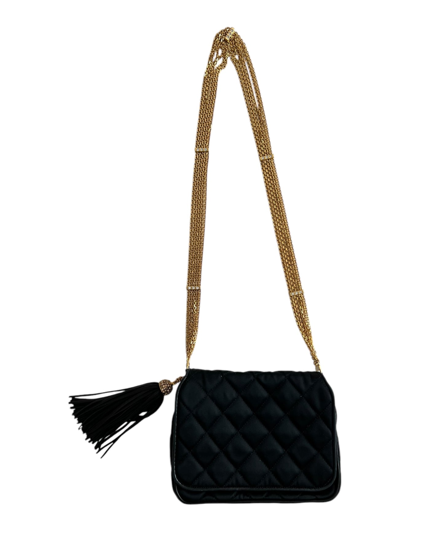 CHANEL Vintage Quilted Silk & Strass Evening Bag - The Luxury Savvy