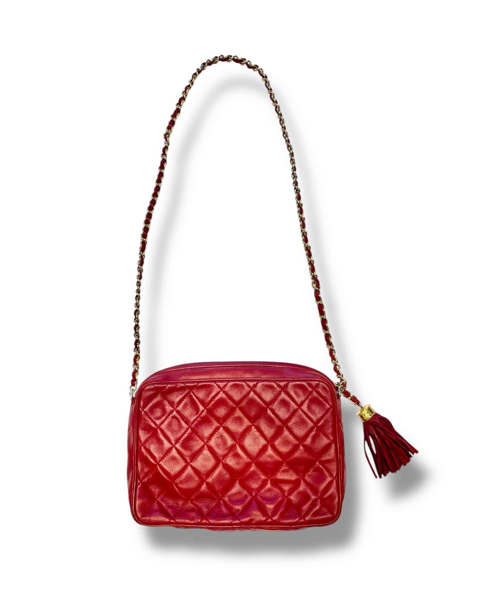 CHANEL Vintage “Camera” Bag with Fringe - Red - The Luxury Savvy