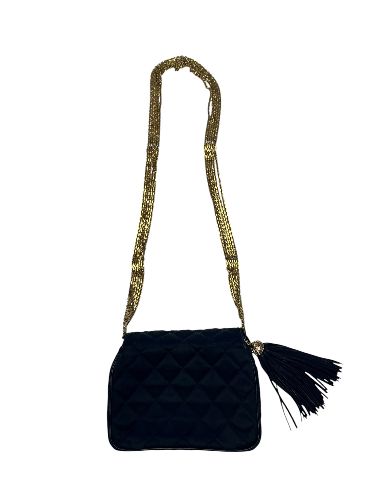CHANEL Vintage Quilted Silk & Strass Evening Bag - The Luxury Savvy