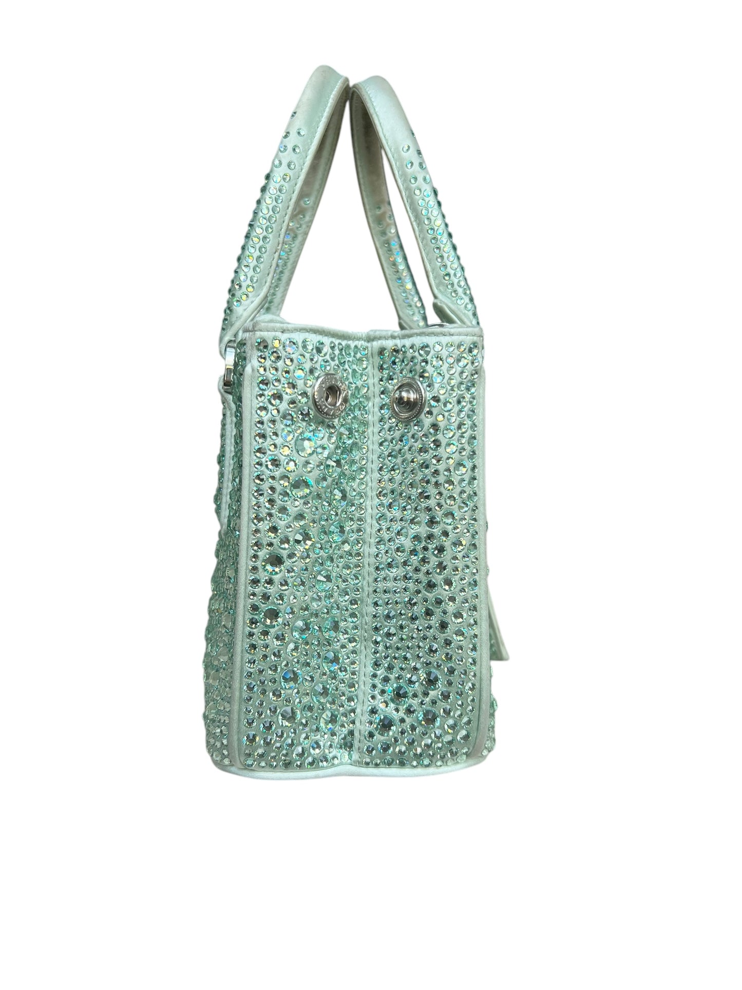 Prada Galleria Satin Mini-Bag with Crystals - Soft Green - The Luxury Savvy