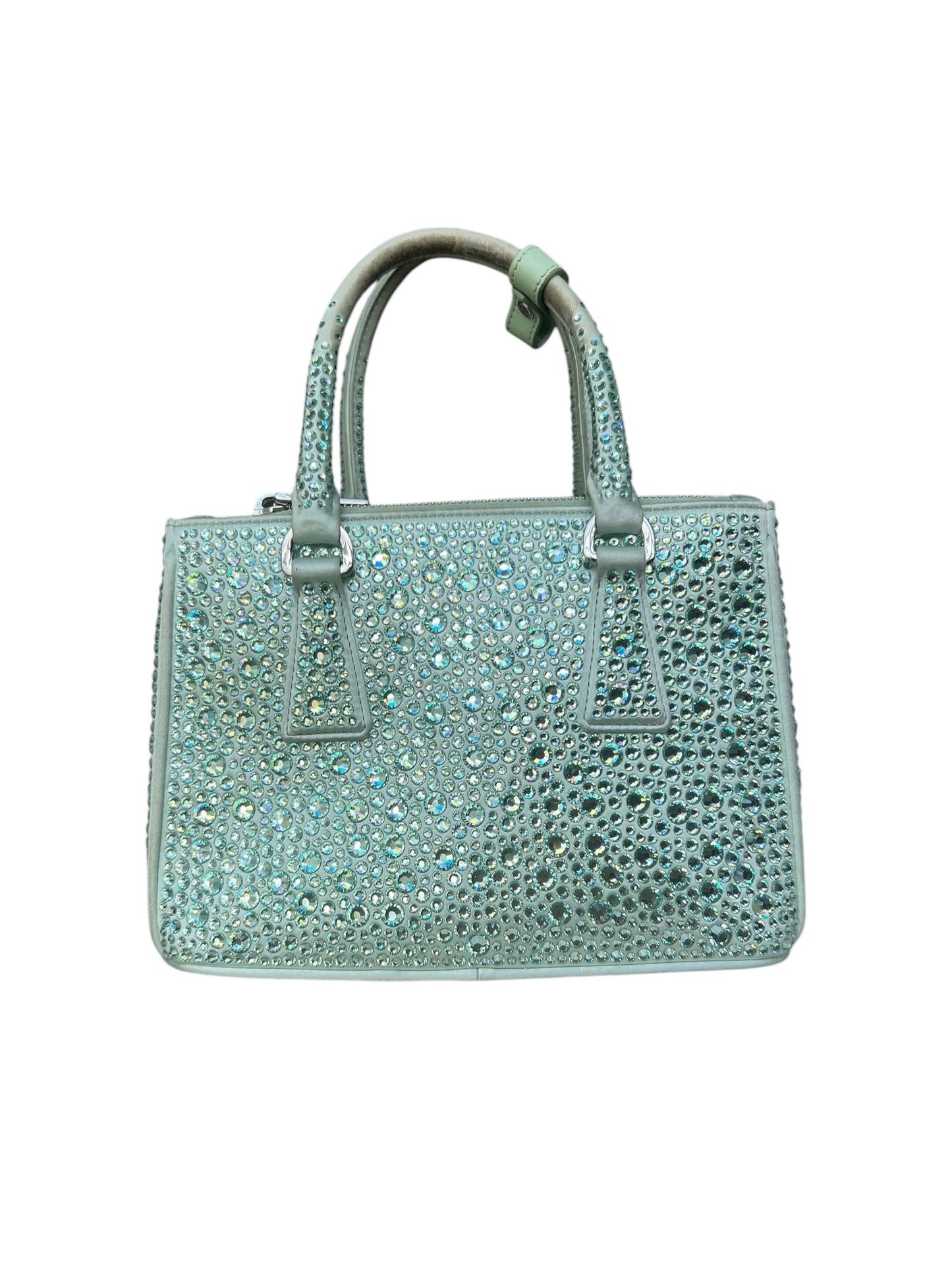 Prada Galleria Satin Mini-Bag with Crystals - Soft Green - The Luxury Savvy