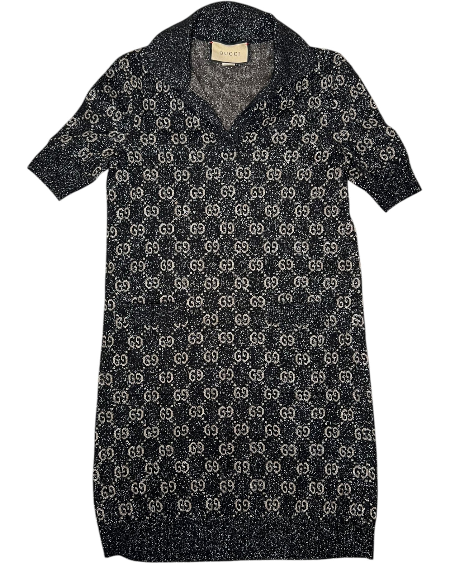 GUCCI Lamé GG Jacquard Polo Dress – Black & Beige - The Luxury Savvy