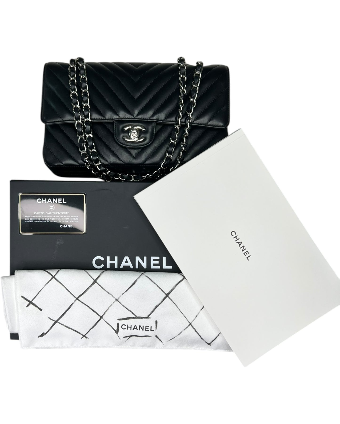 Chanel Chevron Flap Bag Medium - Black with Silver - The Luxury Savvy